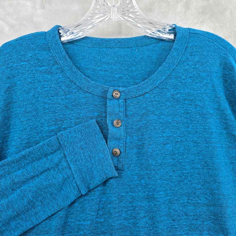 Gustin Henley Mens Medium Blue Heathered Long Sleeve Tri-blend California Made